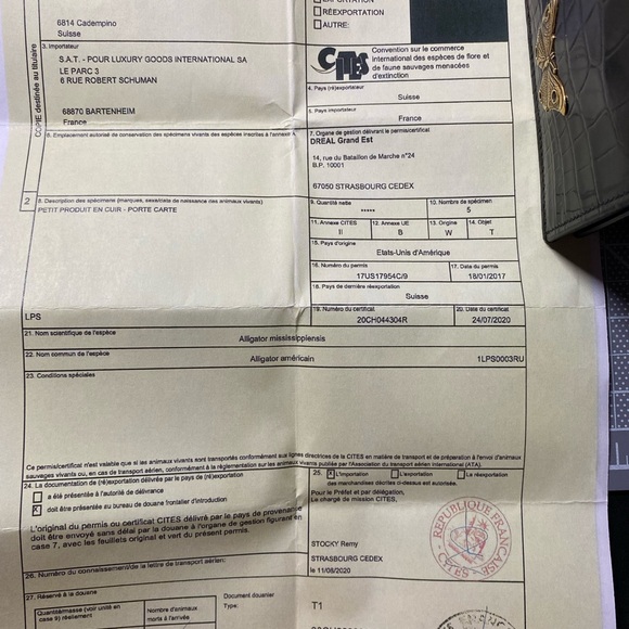 GUCCI GARDEN CROCCO Blk Crocodile Skin MOTH Brass Emblem Trifold Small Wallet,IT - Picture 10 of 10